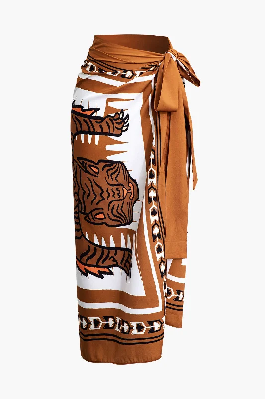 Time to Save Big!Abstract Print Knot Maxi Skirt