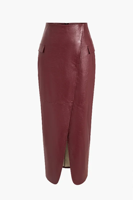 Hurry! While Supplies Last!Faux Leather Slit Skirt