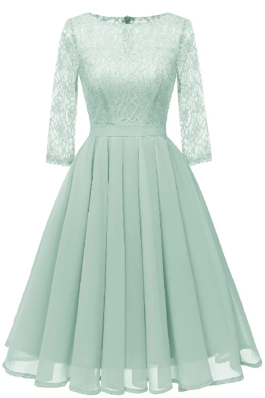 Limited Edition, Limited Price!Mint Green Chiffon Lace Wedding Party Dress with Sleeves