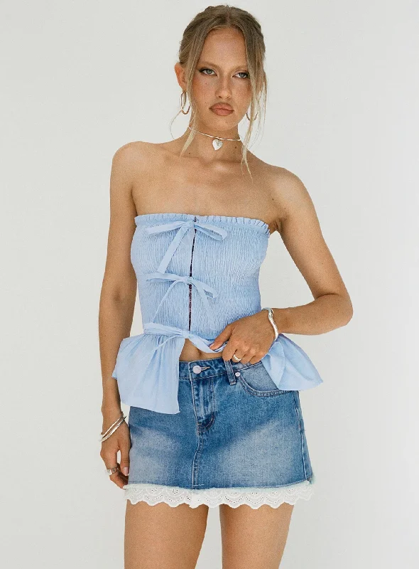 Save More Than Ever!Miyuki Denim Mini Skirt Mid Wash