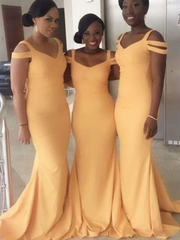 Flash Sale – Act Fast!Newest Mermaid Long Bridesmaid Dresses, Yellow Color Bridesmaid Dresses