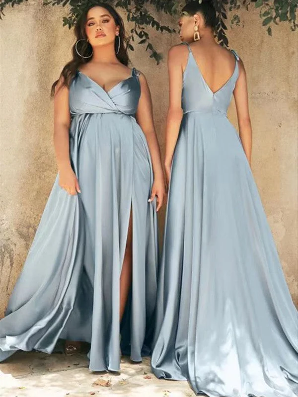 Get More for Less!Newest V-neck Popular Wedding Bridesamid Dresses, A-line Fashion Bridesmaid Dresses, Simple Long Prom Dresses