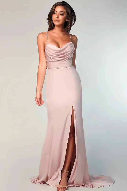 Lowest Prices Guaranteed!Nude Pink Mermaid Bridesmaid Dresses, Long Bridesmaid Dresses, Wedding Guest Dresses, Newest Prom Dresses