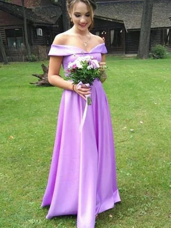 Hurry, Sale Ends Soon!Off The Shoulder Bridesmaid Dresses, A-line Simple Wedding Guest Dresses, Bridesmaid Dresses