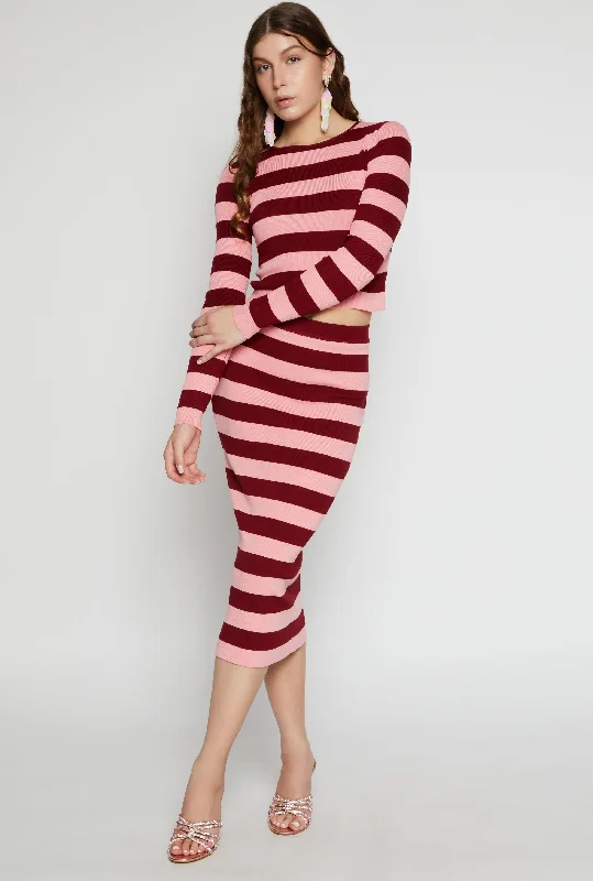 Everything Must Go!Striped High Waisted Maxi Pencil Skirt