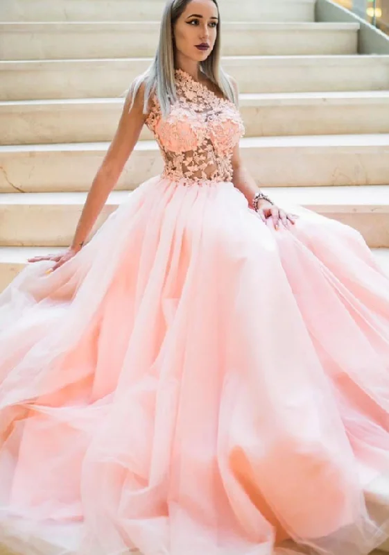 Hot Deals You Can’t Resist!Pink tulle lace one shoulder long prom dress pink lace bridesmaid dress   cg10649