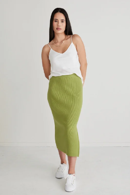 Grab Yours Before It’s Too Late!Possibility Green Rib Knit Skirt