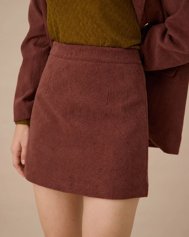 Score Huge Discounts Today!Red Corduroy A-Line Mini Skirt