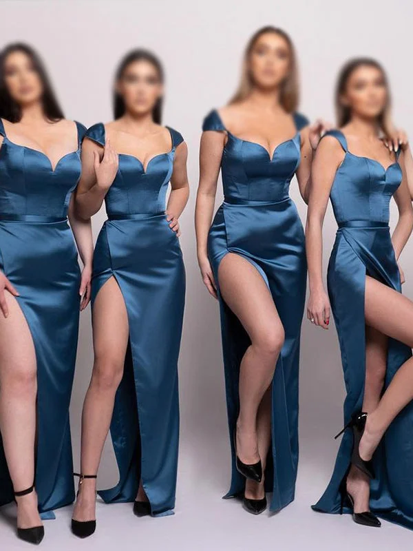Don't Miss Out!Red Green Cap Sleeves Satin Unique Plus Size Elegant Long Beach Formal Bridesmaid Dresses BD230