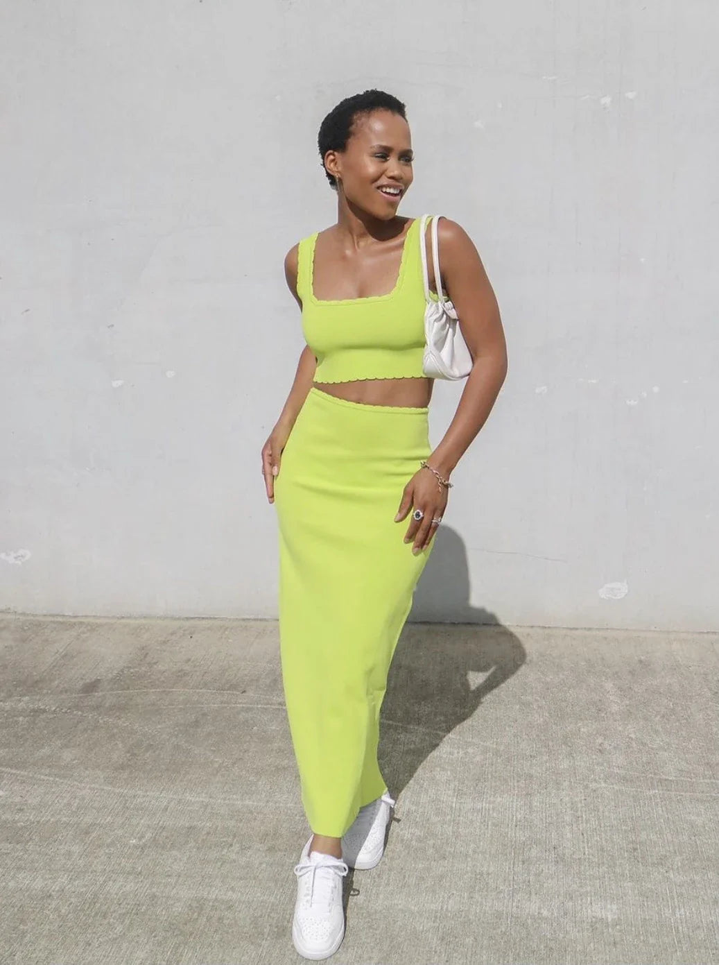 Hurry! While Supplies Last!RUBY - Ima Fluro lime green knit maxi skirt! 14
