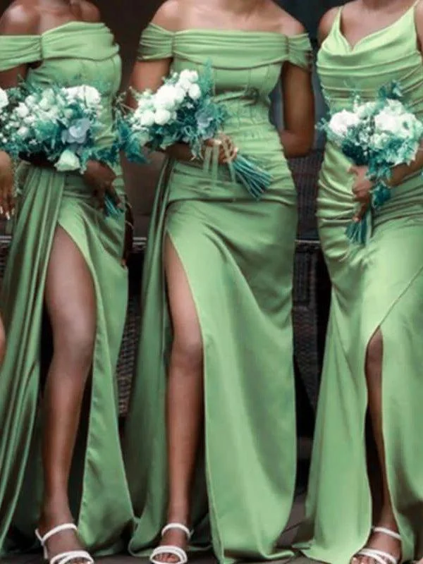 Limited Deals, Unlimited Savings!Sage Mermaid Popular Off the Shoulder Plus Size Elegant Long Formal Bridesmaid Dresses BD202