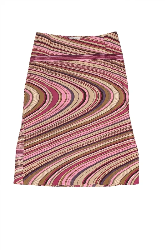 Instant Savings Await!Shoshanna - Pink, Purple, & Cream Swirl Print Silk Side Slit Skirt Sz 6