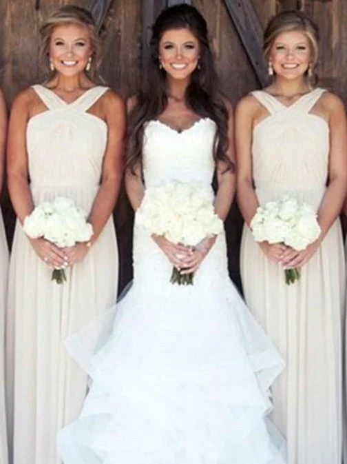 Best Price of the Season!Simple Long A-line Chiffon Bridesmaid Dresses