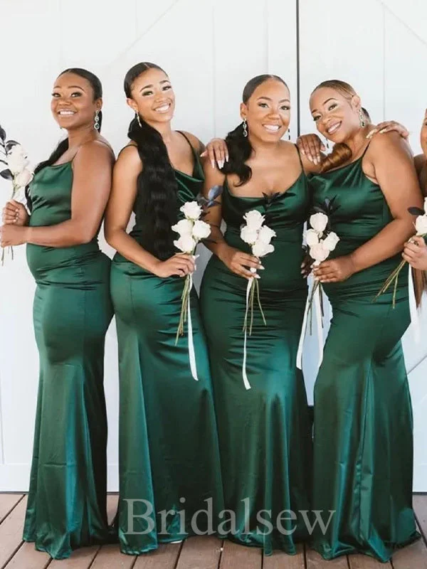 Huge Price Cuts Await!Simple Straps Emerald Green Mermaid Elegant Long Formal Bridesmaid Dresses BD148