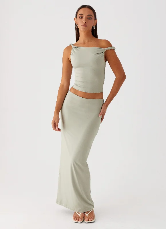 Only a Few Left – Order Now!Solace Soul Maxi Skirt - Sage