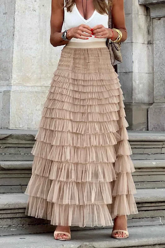 Time to Snag a Bargain!Mesh A-line Tiered Skirt