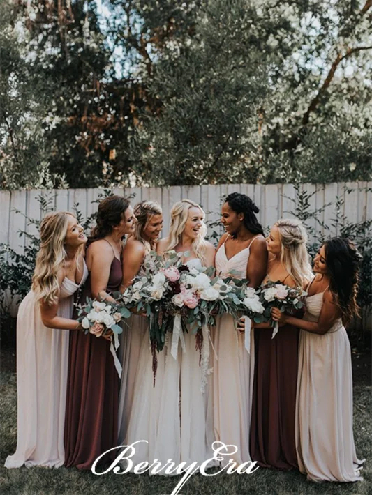 Find the Best Deals Here!Spaghetti Chiffon A-line Bridesmaid Dresses, Country Wedding Guest Dresses