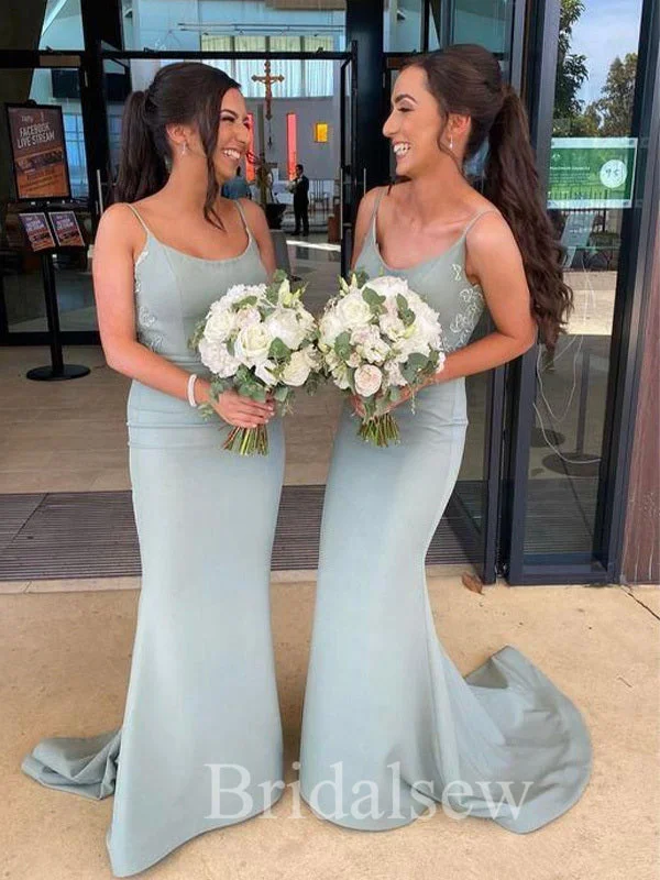 The Sale You’ve Been Waiting For!Spaghetti Straps Mermaid Elegant Long Formal Bridesmaid Dresses, Wedding Guest Dress BD165