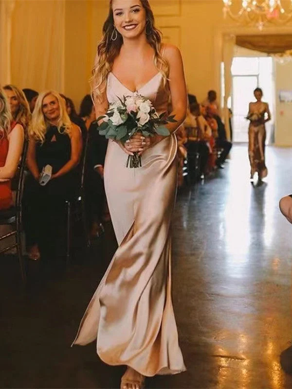 Your Best Deals Are Here!Spaghetti Straps Newest Bridesmaid Dresses, Simple Long Prom Dresses, Wedding Guest Dresses