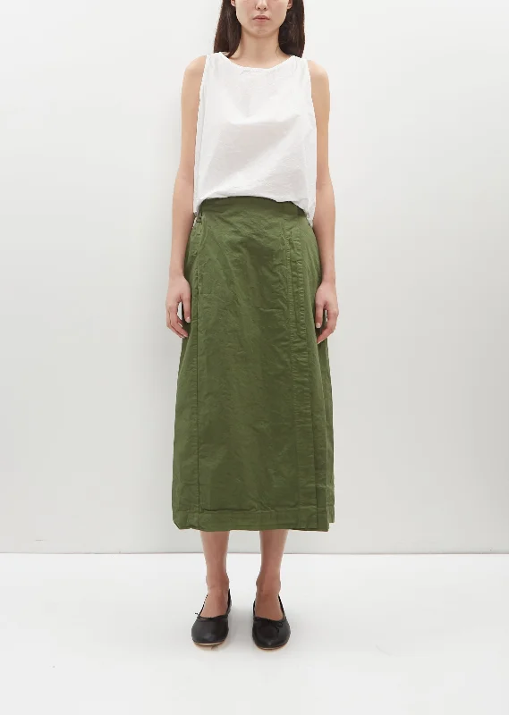 Save More When You Shop More!Wrap Cotton Canvas Skirt — Green