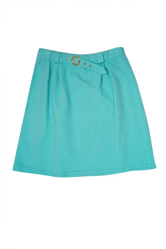 Save Up to 50% Off!St. John - Turquoise Cotton Blend Belted Skirt Sz L