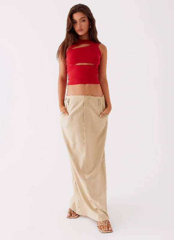 More Discounts, More Joy!Stella Tailored Maxi Skirt - Beige