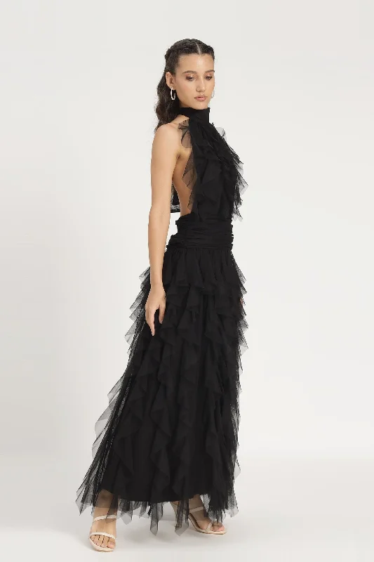 Bigger Savings, Better Shopping!Tabitha Maxi Ruffle Dress in Black