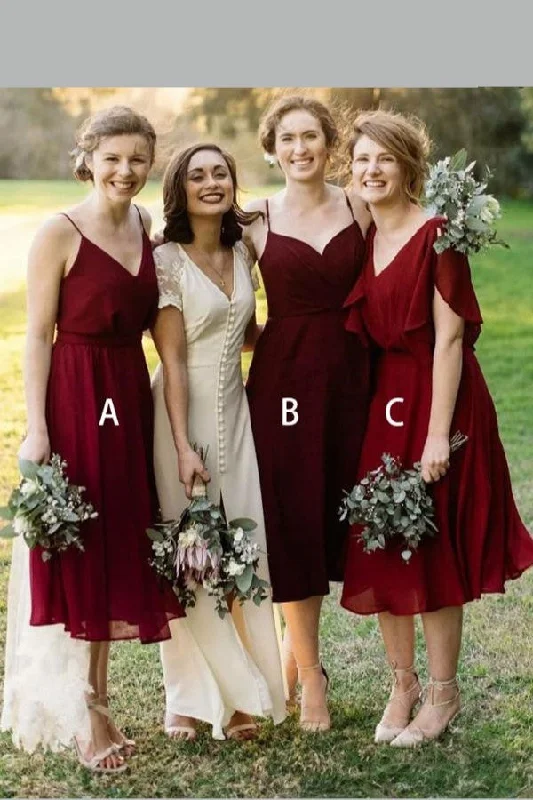 Save Money, Shop Happy!Tea-length Chiffon Bridesmaid Dresses Short Vestido de la dama de honor