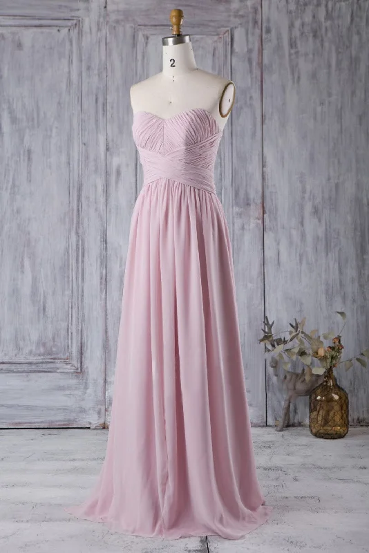 The Best Sale of the Year!Timeless Chiffon Long Pink Dress for Bridesmaids with Open Back