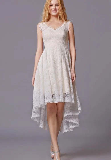 Flash Sale – Act Fast!Traditional Twist Wedding Dress With Sleeveless Lacy Style and Asymmetrical Cut