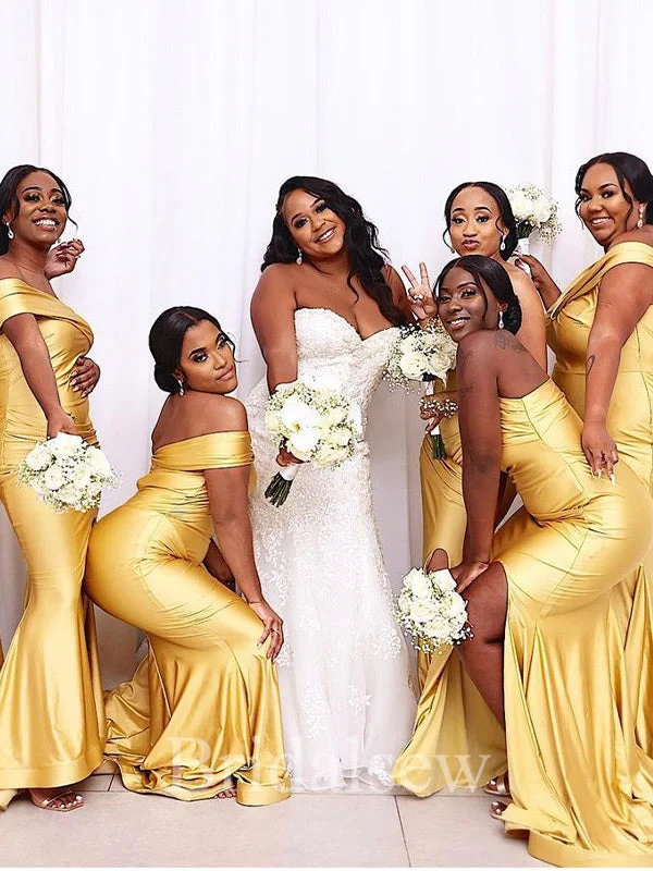 Buy More, Save More!Yellow Mermaid Elegant Long Formal Bridesmaid Dresses, Wedding Guest Dress BD161