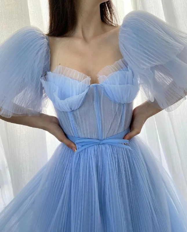 Your Shopping Spree Starts Here!Baby Blue Pleated Gown