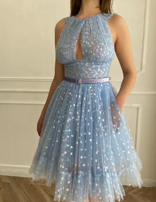 Steals and Deals Await!Blue Hearty Mini Dress