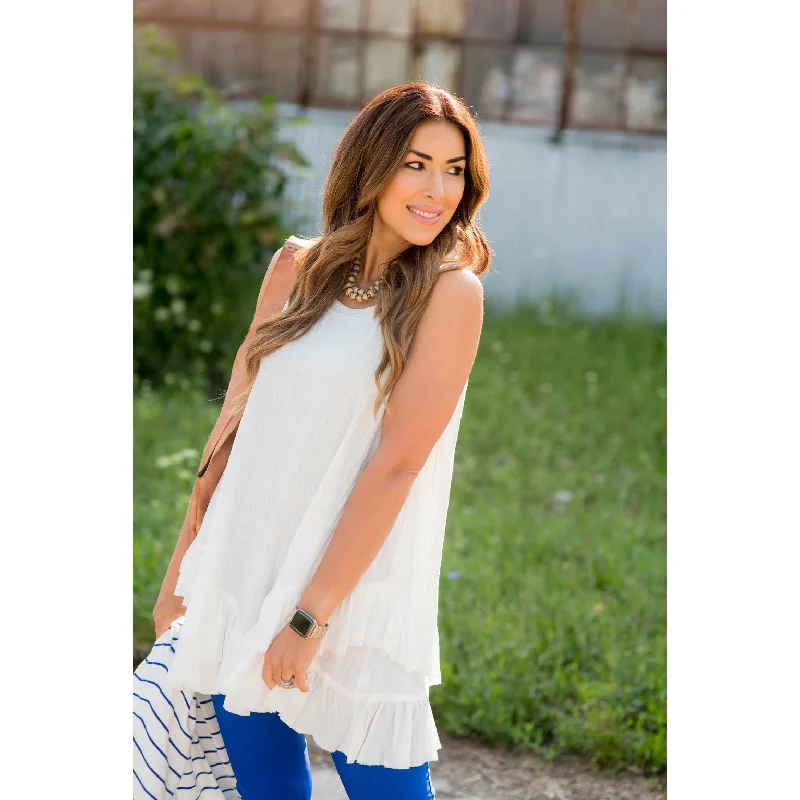 Get the Best for Less!Double Ruffle Gauze Tank Tunic