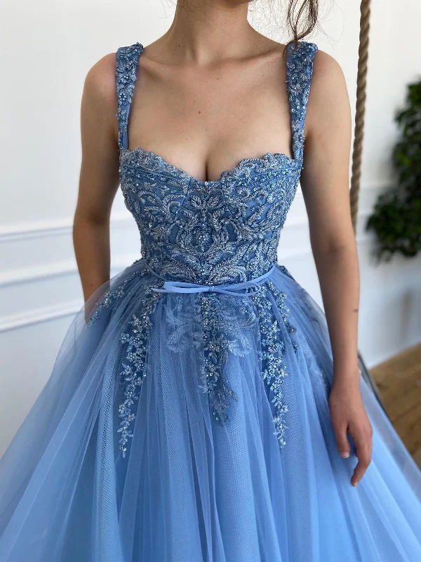 Get Ready to Save!Dreamy Cerulean Laced Gown