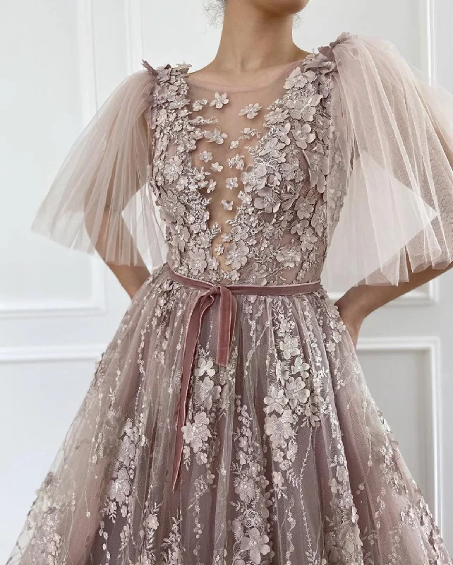 Your Chance to Save is Now!Flower Petals Embroiderd Gown