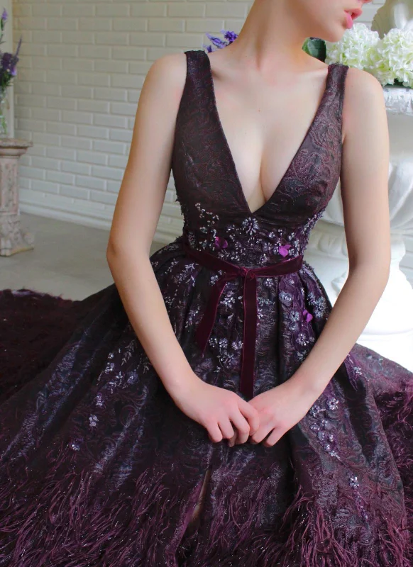 Shop More, Spend Less!Merlot Taffeta Fringe Gown