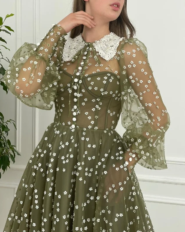 Mega Sale Happening Now!Olive Flowery Gown