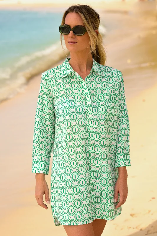 Score Huge Discounts Today!Saffron Beach Shirt | Circle Geo Green