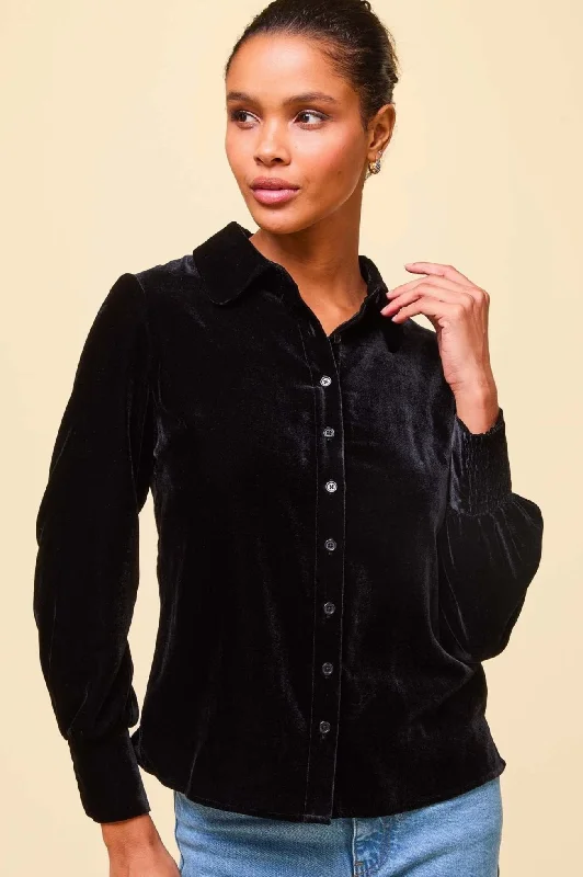 Get More, Spend Less – Shop Now!Ffion Velvet Shirt | Black