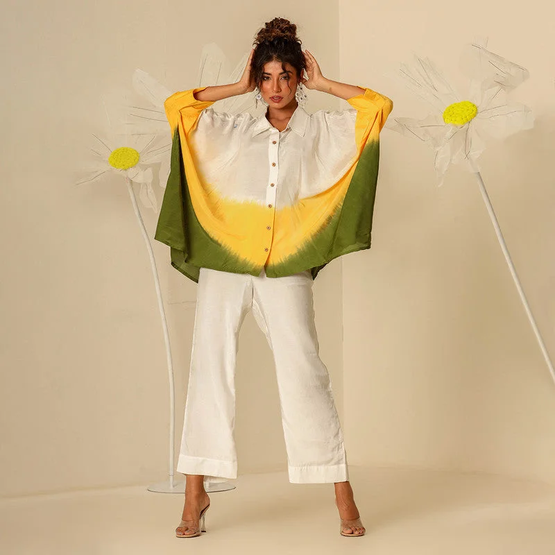 Biggest Sale of the Season!Muslin Kaftan Shirt for Women | Ombre | Yellow & Green