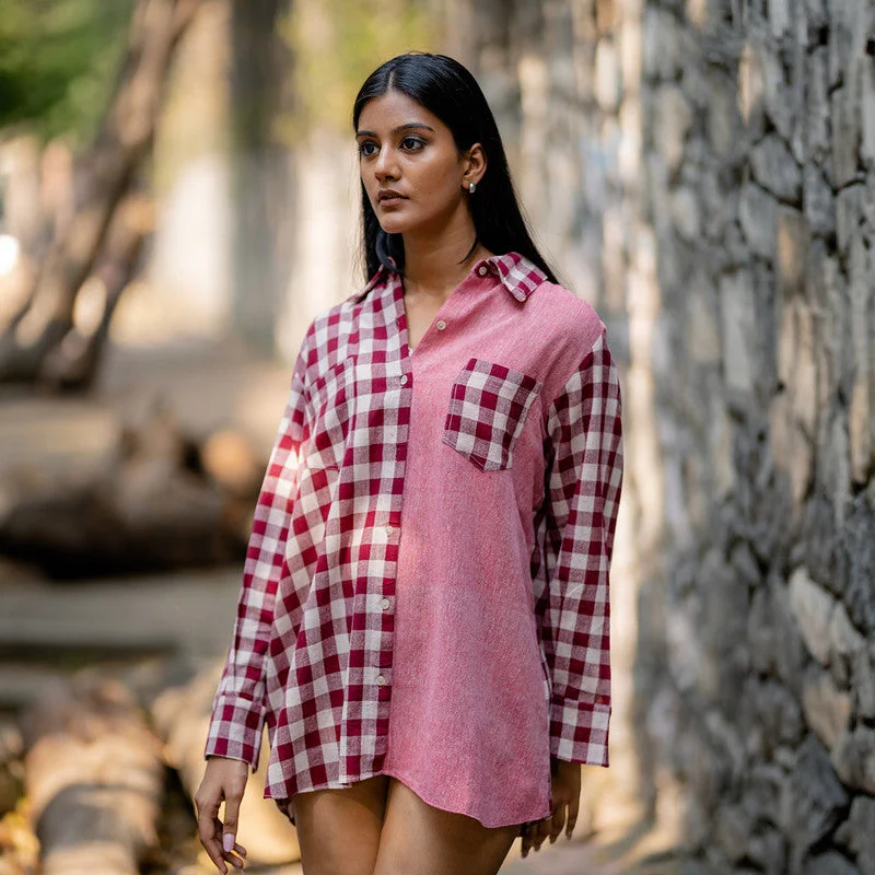 Mega Sale Happening Now!Cotton Pink Checkered Shirt | Naturally Dyed | Full Sleeves