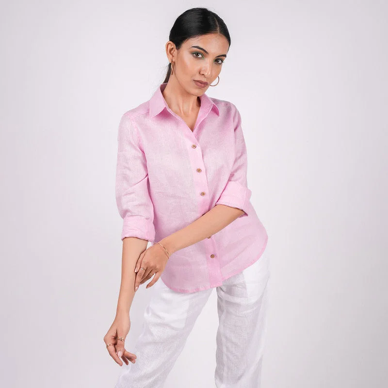 Your Dream Deal is Here!Linen Shirt for Women | Pink | Full Sleeves