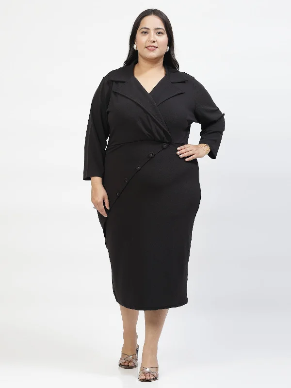 Savings You Can’t Ignore!Plus Size Shirt Collar Wrap Dress