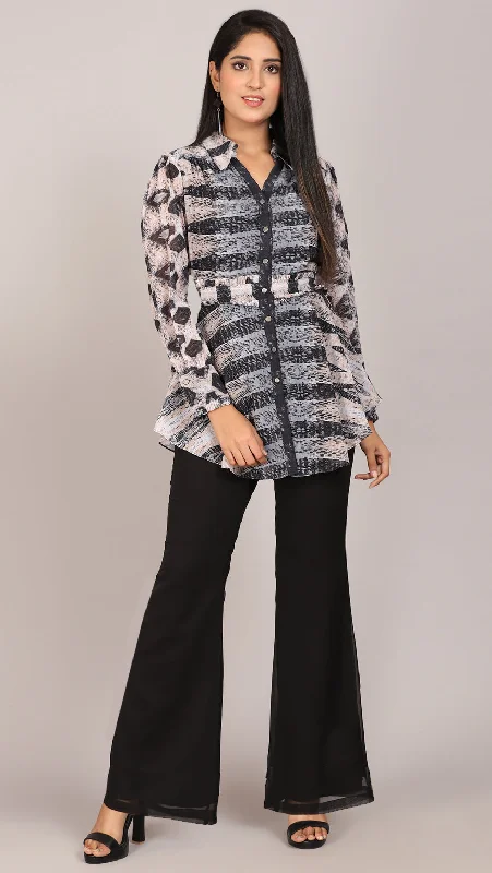 Exclusive Deals Just for You!Printed shirt with bell bottom pant (set-2)