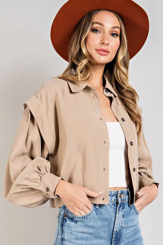 Your Favorite Items on Sale Now!Puff Sleeve Cropped Shirt Jacket