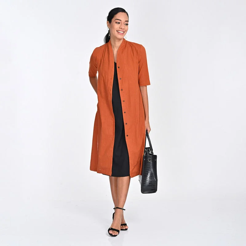 Don’t Wait – Deals Won’t Last!Cotton Co Ord Set For Women | Shirt & Dress | Draped Neck | Orange & Black