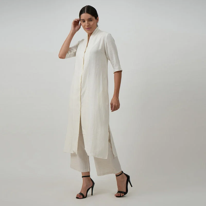 Get It Before It’s Gone!Linen Long Jacket Shirt for Women | White