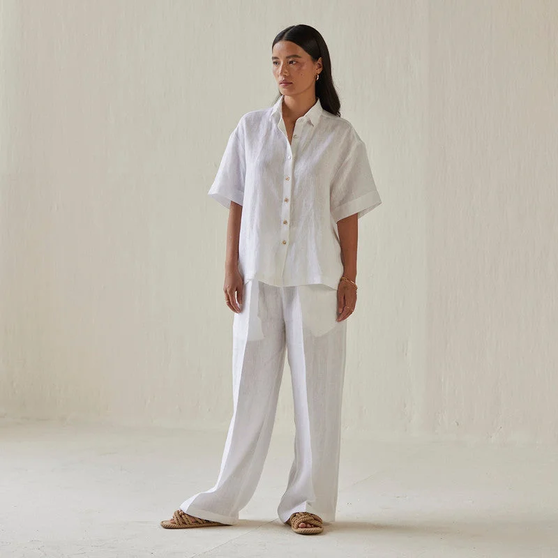 Limited Deals, Unlimited Savings!Linen Co Ord Set For Women | Shirt & Pant | Oversized | White