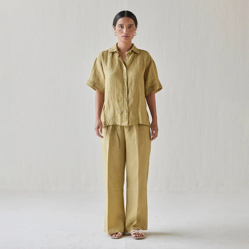 Instant Savings Await!Linen Co Ord Set For Women | Shirt & Pant | Oversized | Yellow